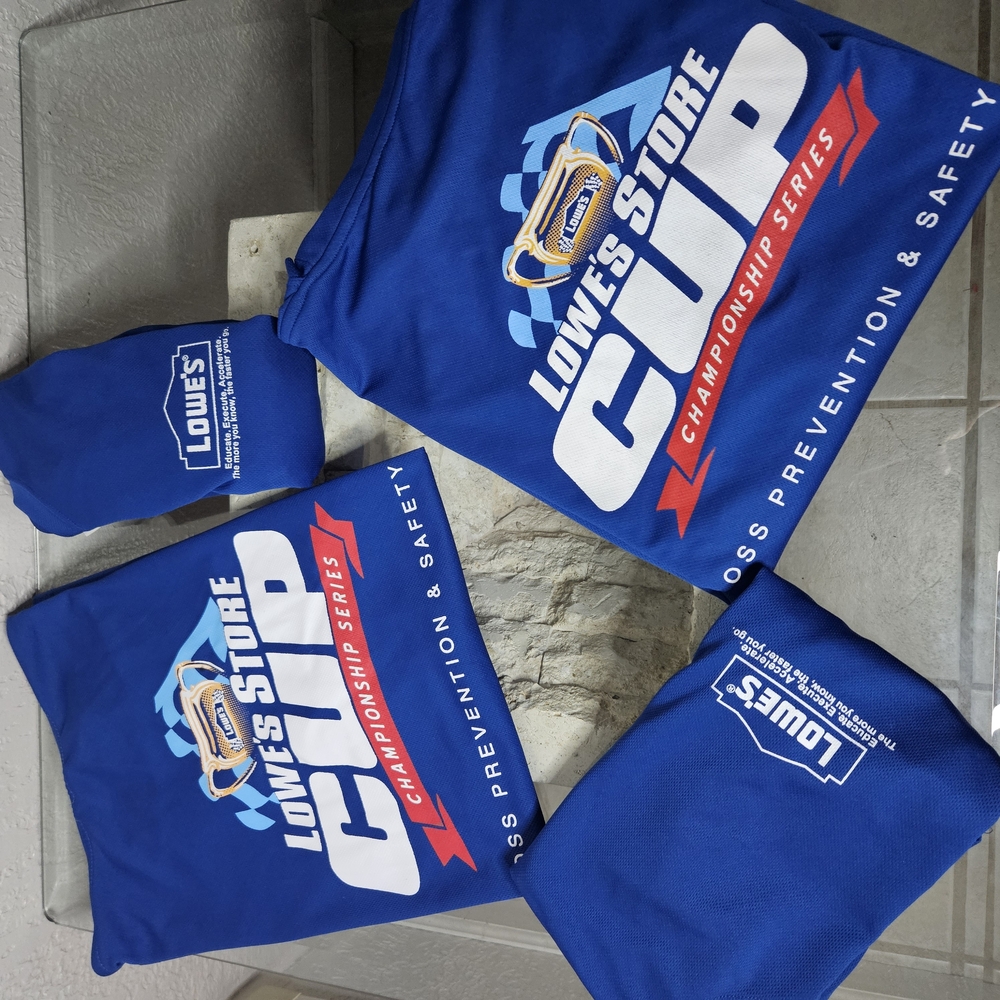 (4) 2XL Lowe’s Store Cup Loss Prevention Safety & Hazmat 100% Poly Shirt LOT XXL